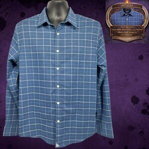 UNTUCKit Oranto Shirt Mens L Slim Blue Windowpane Plaid Cotton Button Down LS